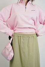 Юбка-трапеция из плотного хлопка оливкового цвета