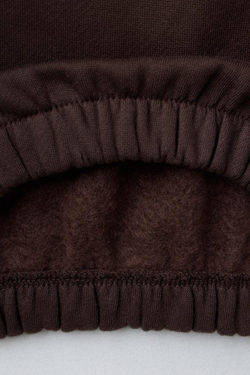 ZARA ТОЛСТОВКА С КОНТРАСТНОЙ ВЫШИВКОЙ, ШОКОЛАДНЫЙ