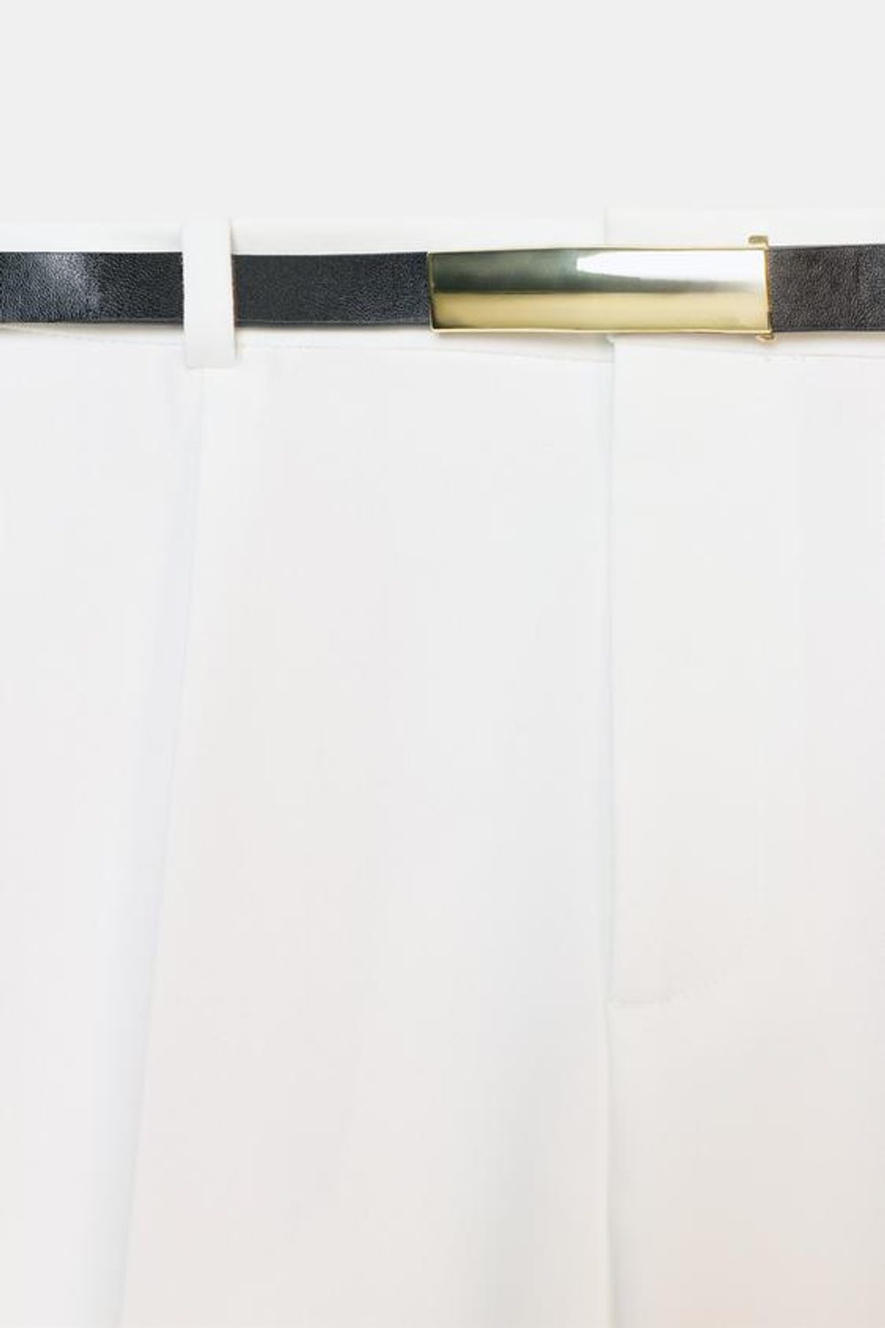 ZARA ПРЯМЫЕ БРЮКИ С ПОЯСОМ, ЭКРЮ