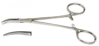 Зажим Москит (Mosquito) кровоостанавливающий изогнутый по ребру Sammar 150 мм