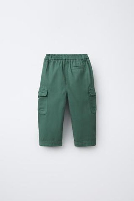 ZARA ХОЛЩОВЫЕ БРЮКИ КАРГО, ЗЕЛЕНОВАТО-СИНИЙ