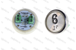 Кнопка (кнопочный модуль) EA2406S-S-W "6 этаж", круглая, статическая белая подсветка, Брайль