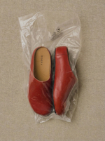 mule red leather