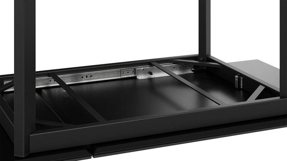 Стол кухонный обеденный раздвижной Черный муар/Керамика матовая серый мрамор 90(130)х65х75 см