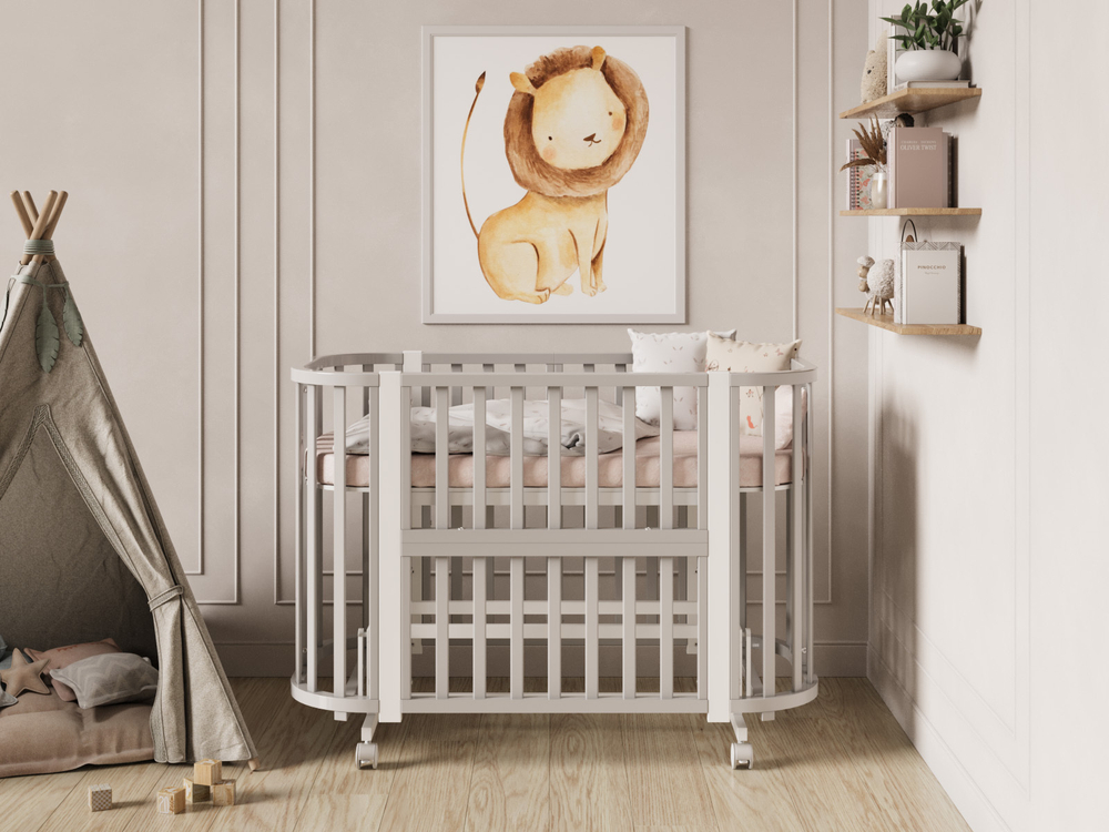 Кроватка детская Incanto Nova Lux c наклоном дна цвет серый/белый