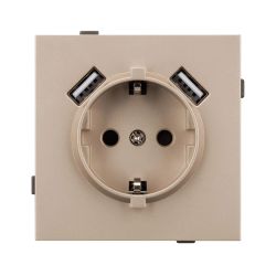 Механизм розетки с USB зарядкой SCT-TENDO-MUAA-PL-GD (230V, 16A) (Arlight, Песочный) 054085