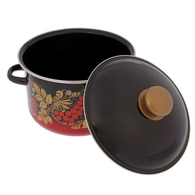 Кастрюля сталь, эмал, 4 л, с крыш, Сиб товары, Рябинушка, 7MD201M, индукц