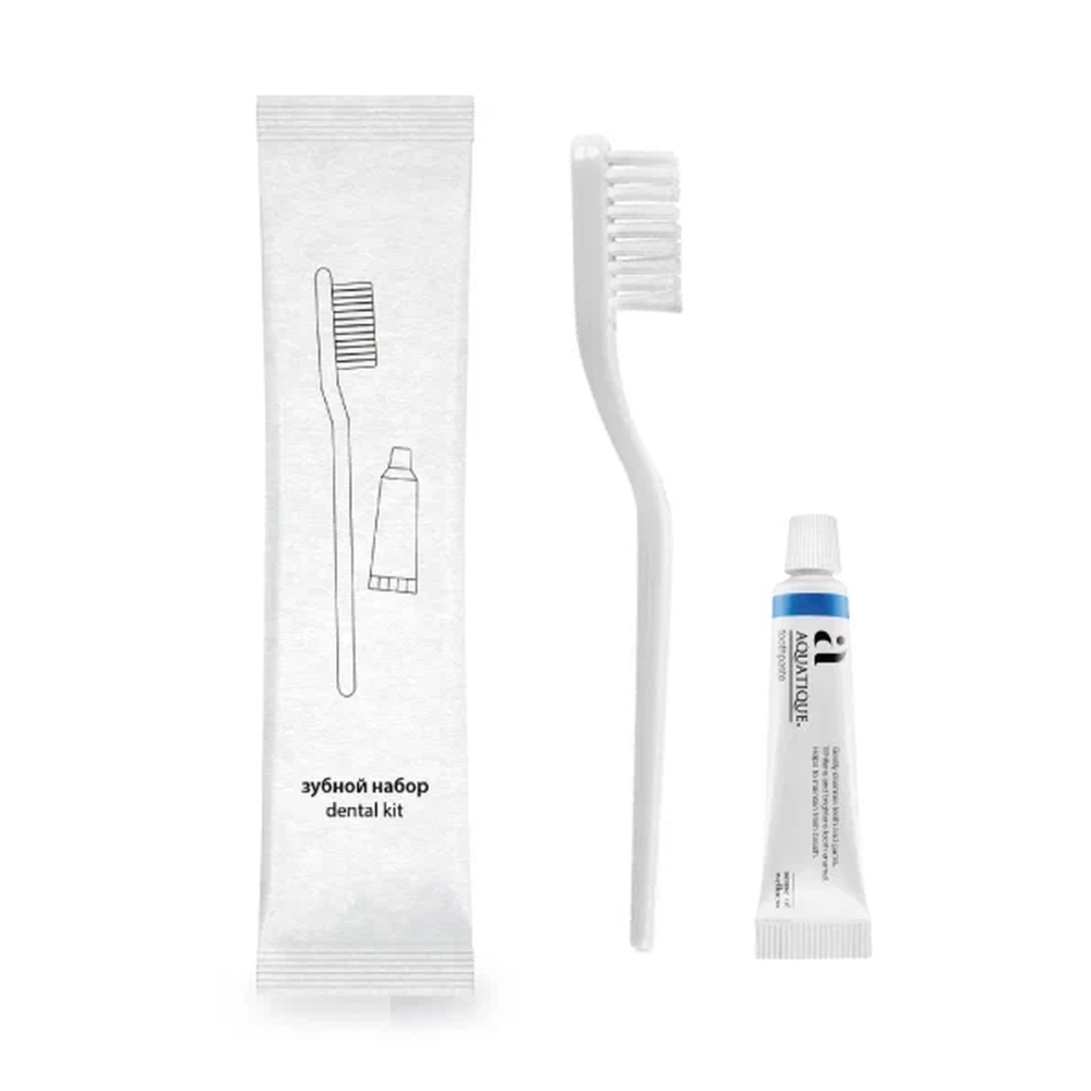 Зубной набор (200 шт.): щетка АК РСТ, паста тюбик Aquatique 5 мл, ЭКО Flow-pack кор.