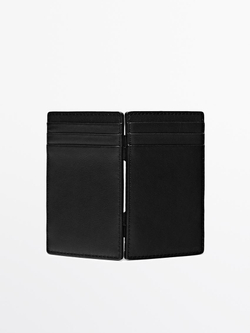 Massimo Dutti Вертикальный кошелек из кожи наппа «волшебный», черный
