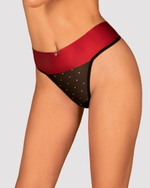 Трусики-стринги Tienesy с пышным бантом (Размер: L-XL) (Цвет: черный с малиновым)