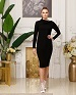 07-02-21 FW Креповое платье с воротником с защипом, черный L