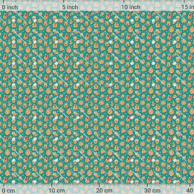 Имбирное печенье и снежинки на изумрудном фоне  by Art_and_patterns 1200 DPI