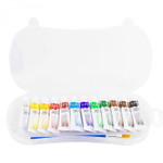 Акварель Yalong художественная, 12 цветов, 12 мл, с кистью, пластик. пенал, европодвес, "Flowers"