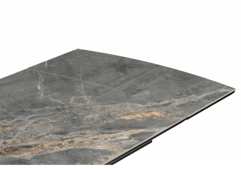 Керамический стол Woodville Катчел 120(180)x80 nebula gold, черный