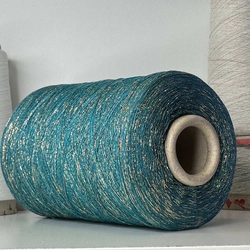 LUNAR - Lanificio dell Olivo S.p.A.; 70% вискоза, 15% люрекс, 15% п/а; 3500м/100гр; col.359, цвет: петроль, золотой люрекс; S718