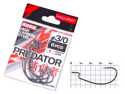 Крючки офсетные Lucky John сер. LJHP350 разм.003/0 6шт.