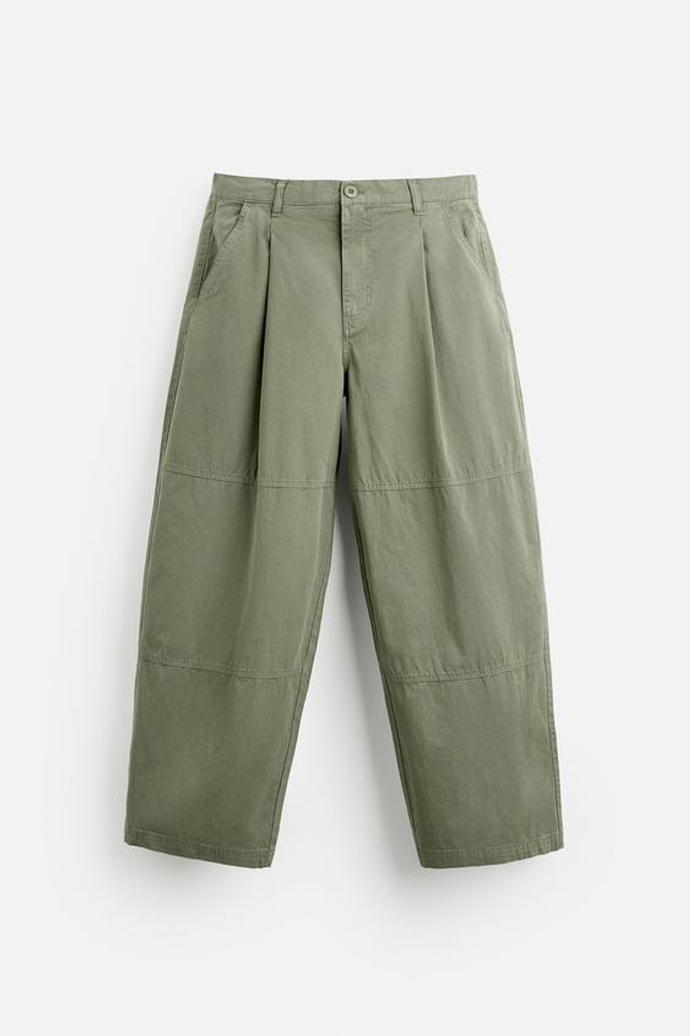 ZARA БРЮКИ СВОБОДНОГО КРОЯ СО СКЛАДКАМИ, ХАКИ