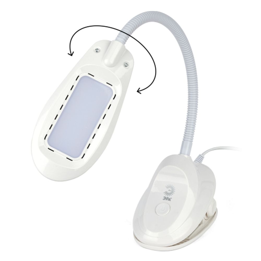 Настольный светильник ЭРА NLED-478-8W-W светодиодный на прищепке белый