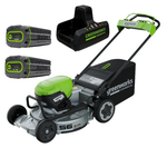 Газонокосилка аккумуляторная Greenworks LM221S Арт. 2519407U2G, OPTIMUSTM, 82V, 56см, самоходная, бесщеточная, с 2хАКБ 8Ач и ЗУ для 2-х аккумуляторов