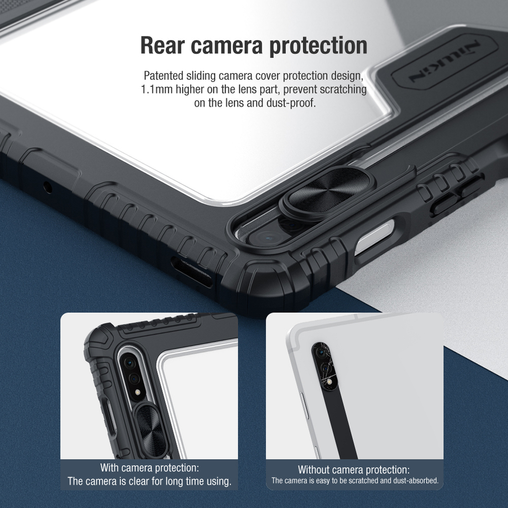 Чехол книжка от Nillkin для планшета Samsung Galaxy Tab S7, серия Bumper Pro, с защитной шторкой для камеры