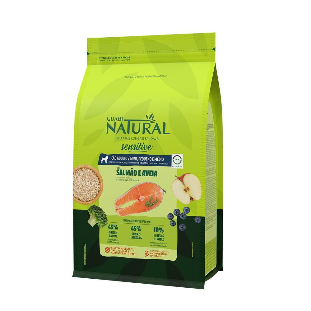 Guabi Natural корм для собак мелких и средних пород с чувствительным пищеварением с лососем и овсом (Sensitive)