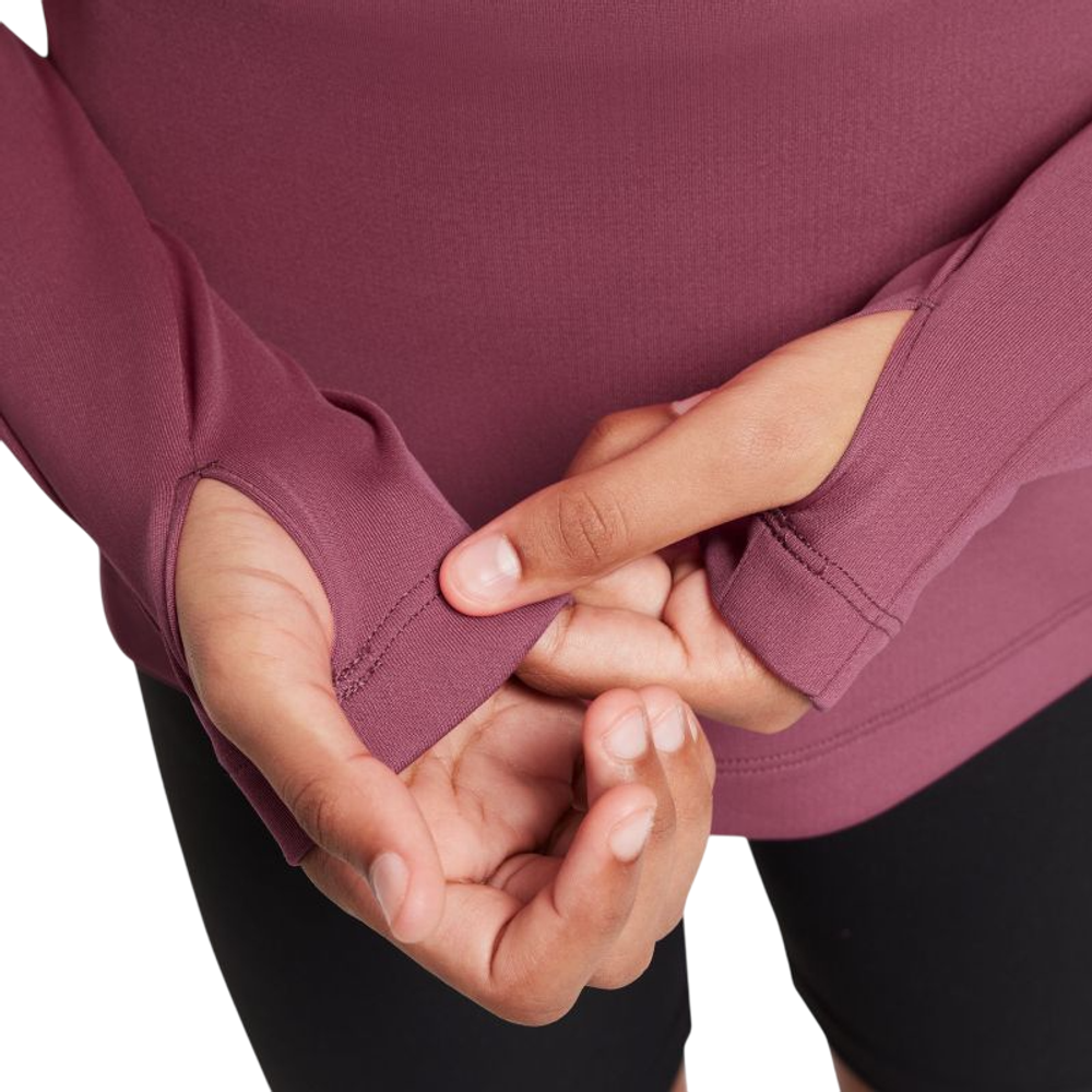 Футболка для мальчика теннисная Nike Girls Dri-FIT Long-Sleeve 1/4-Zip - sweet beet/white