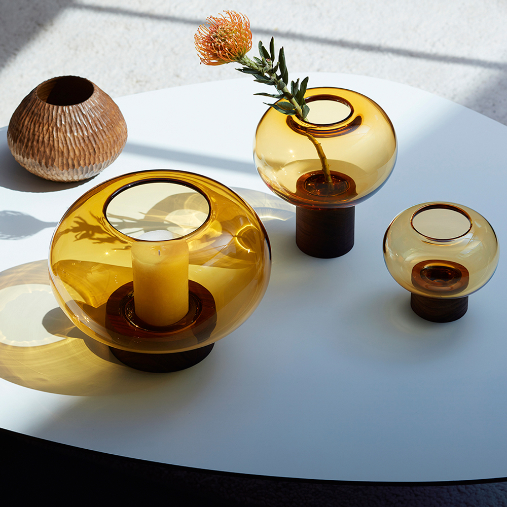 Ваза oblate, 21,5 см, янтарь/орех