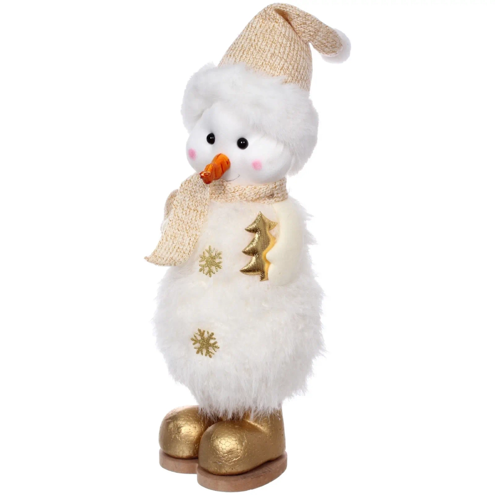 Фигурка новогодняя «Счастливый снеговик» 36 см, золото