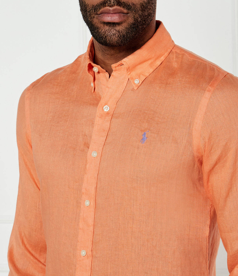 Льняная рубашка POLO RALPH LAUREN - оранжевый(710966294)
