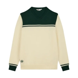 Мужская теннисная кофта Roland Garros Heritage Sweater - ecru/green