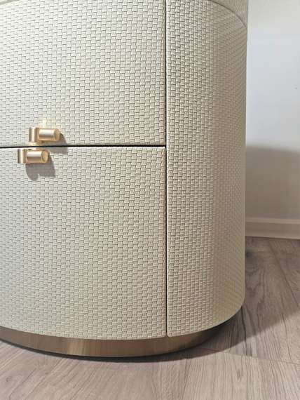 Тумба прикроватная 4576 с двумя ящиками, экокожа слоновая кость