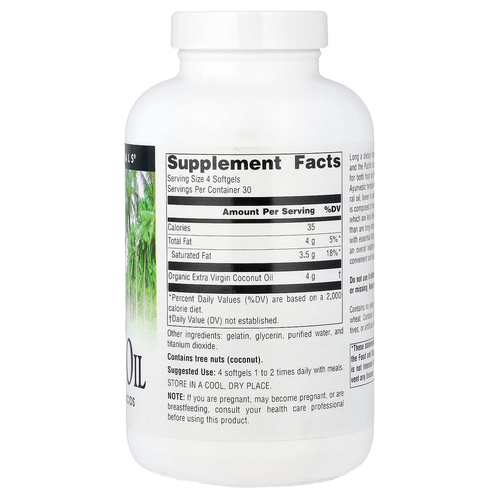 Source Naturals, нерафинированное кокосовое масло высшего качества, 120 капсул