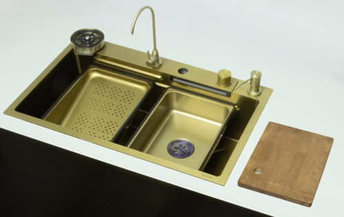 Мойка многофункциональная, без смес. НЕРЖ (75х46мм,МАТ. ЗОЛОТО)  GANZER
