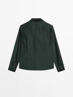 Massimo Dutti Рубашка из струящейся полупрозрачной ткани, темно-зеленый