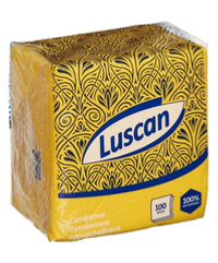 Салфетки бумажные Luscan, 1 слойн., 24*24см, жёлтые, 100шт.