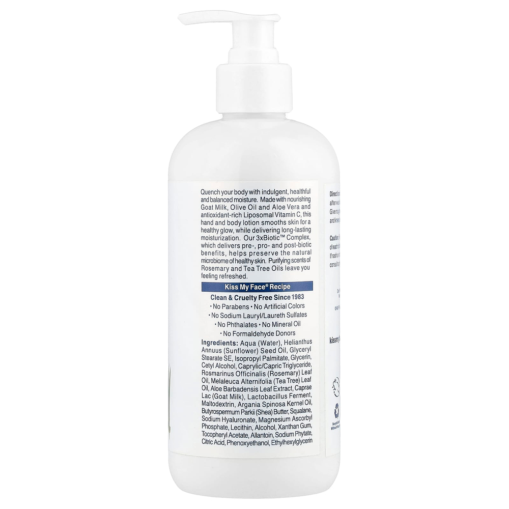 Kiss My Face, Лосьон для рук и тела с козьим молоком, розмарин и чайное дерево, 473 мл (16 жидк. унц.)