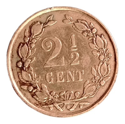 Монета 2 1/2 цента (cent) Нидерланды 1894 год