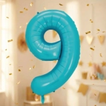 Шар фольгированный 32'/81см «Цифра «9» (голубой)