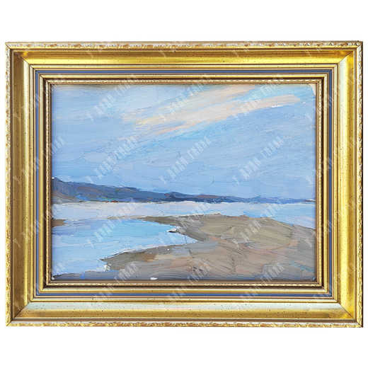 Динес Ю. С. Хоста. Взморье. Этюд в сиреневых тонах. Картон, масло. 1955