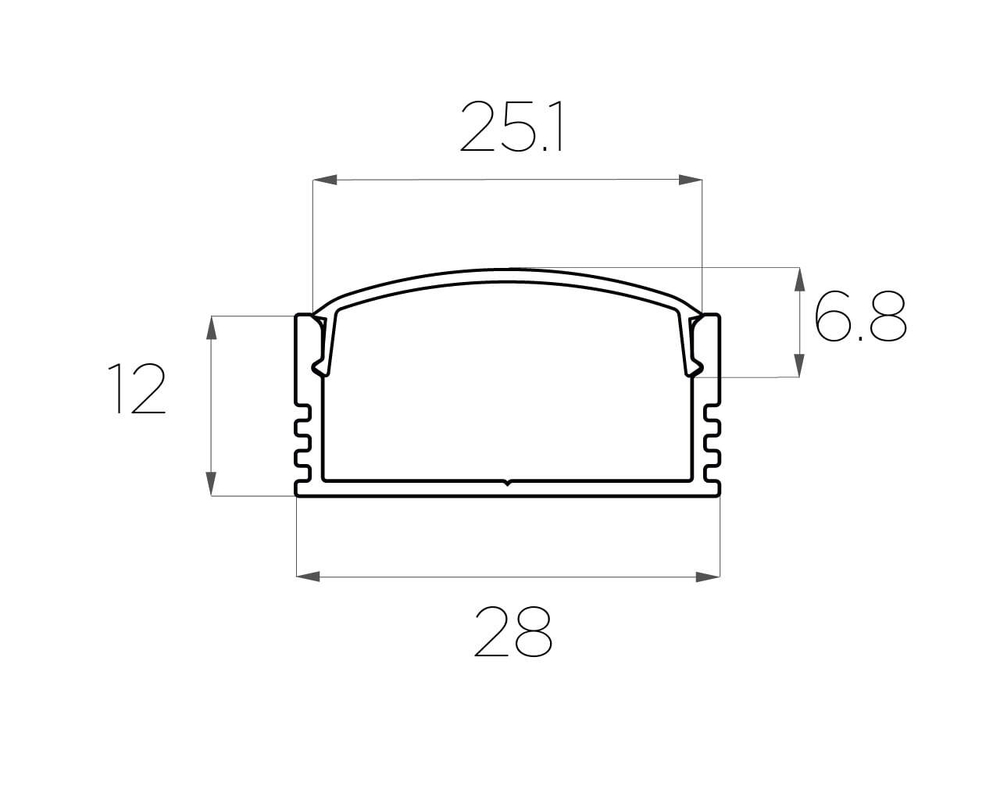 Профиль накладной широкий алюминиевый LC-LP-1228-2 Anod