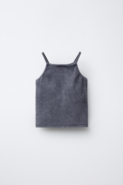 ZARA ТОП С ЭФФЕКТОМ ПОТЕРТОСТИ И ЗАКЛЕПКАМИ, АНТРАЦИТОВО-СЕРЫЙ