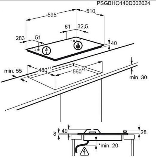 Газовая варочная панель Electrolux GME 263 NB