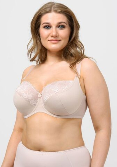 Бюстгальтер на каркасах с украшенной кружевом чашкой (Размер: 85D) (Цвет: пудровый)