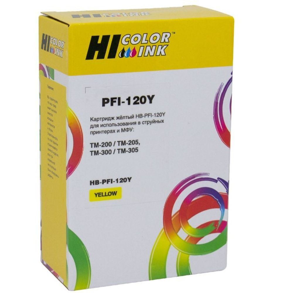 Картридж Hi-Black PFI-120Y для Canon TM-200/205/300/305, yellow