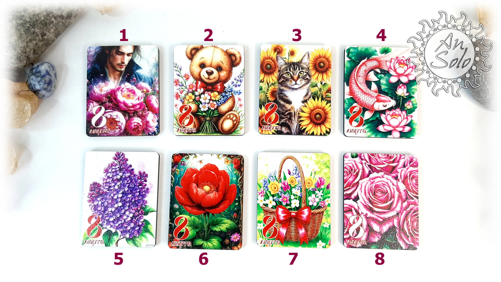 Магниты на 8 марта в ассортименте