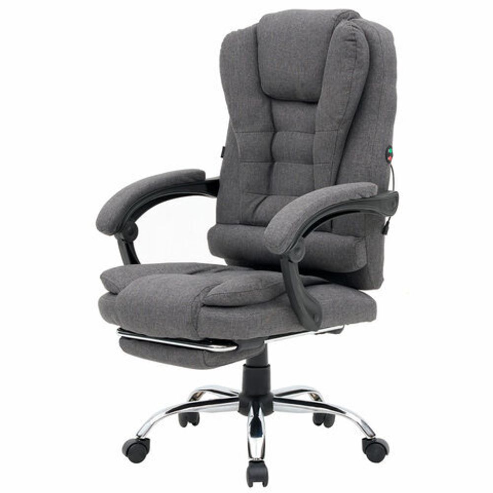 Кресло офисное CROMEX (КРОМЕКС) "Chill MS-005", с функцией вибромассажа, подножка, ткань, серое, 532959