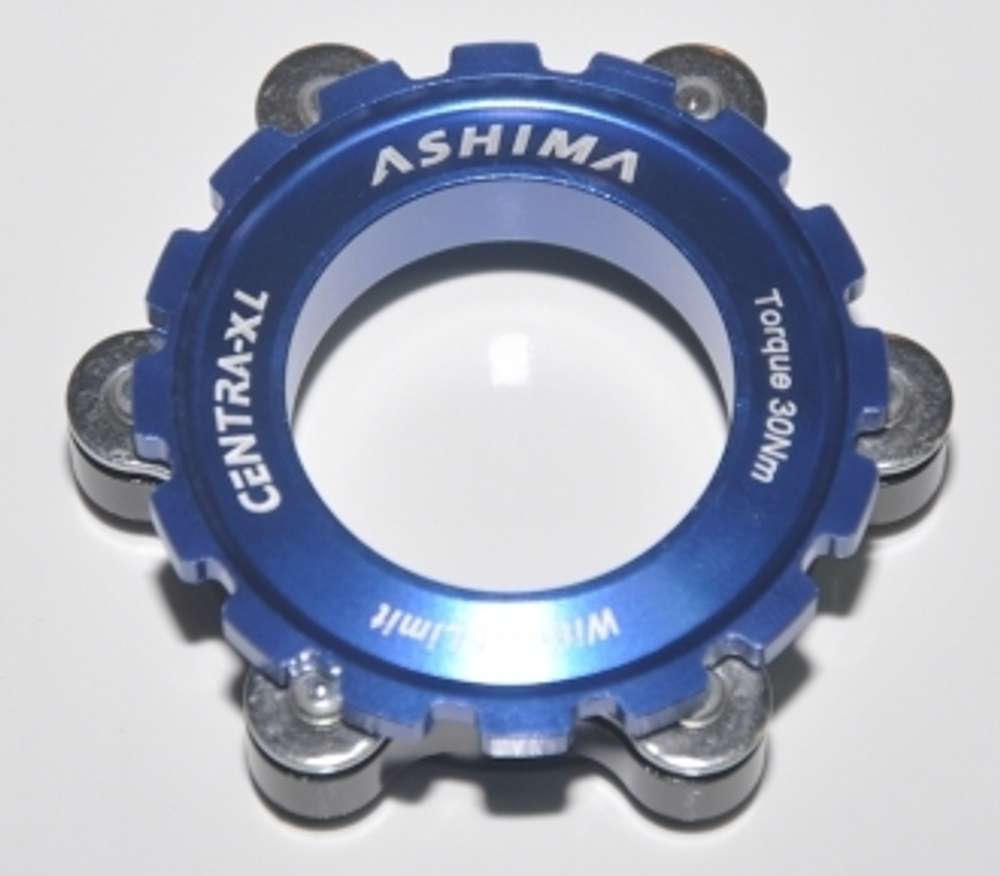Адаптер синий, крепит 6-болтовый ротор на дискoвую втулку  Center Lock Shimano. AC02 Blue