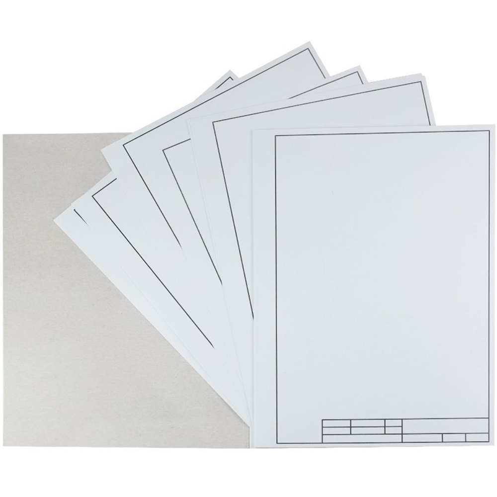 Папка для черчения А4 20л., Проф-Пресс, с вертикальной рамкой, цветная обложка, 160г/м2, "Чертеж механизма - 3"