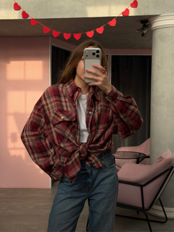 Рубашка в клетку бордовый