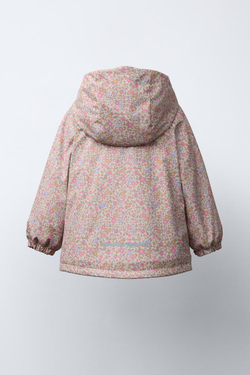 ZARA ПРОРЕЗИНЕННЫЙ ДОЖДЕВИК С ПРИНТОМ WATER RESISTANT, БЛЕДНО-РОЗОВЫЙ